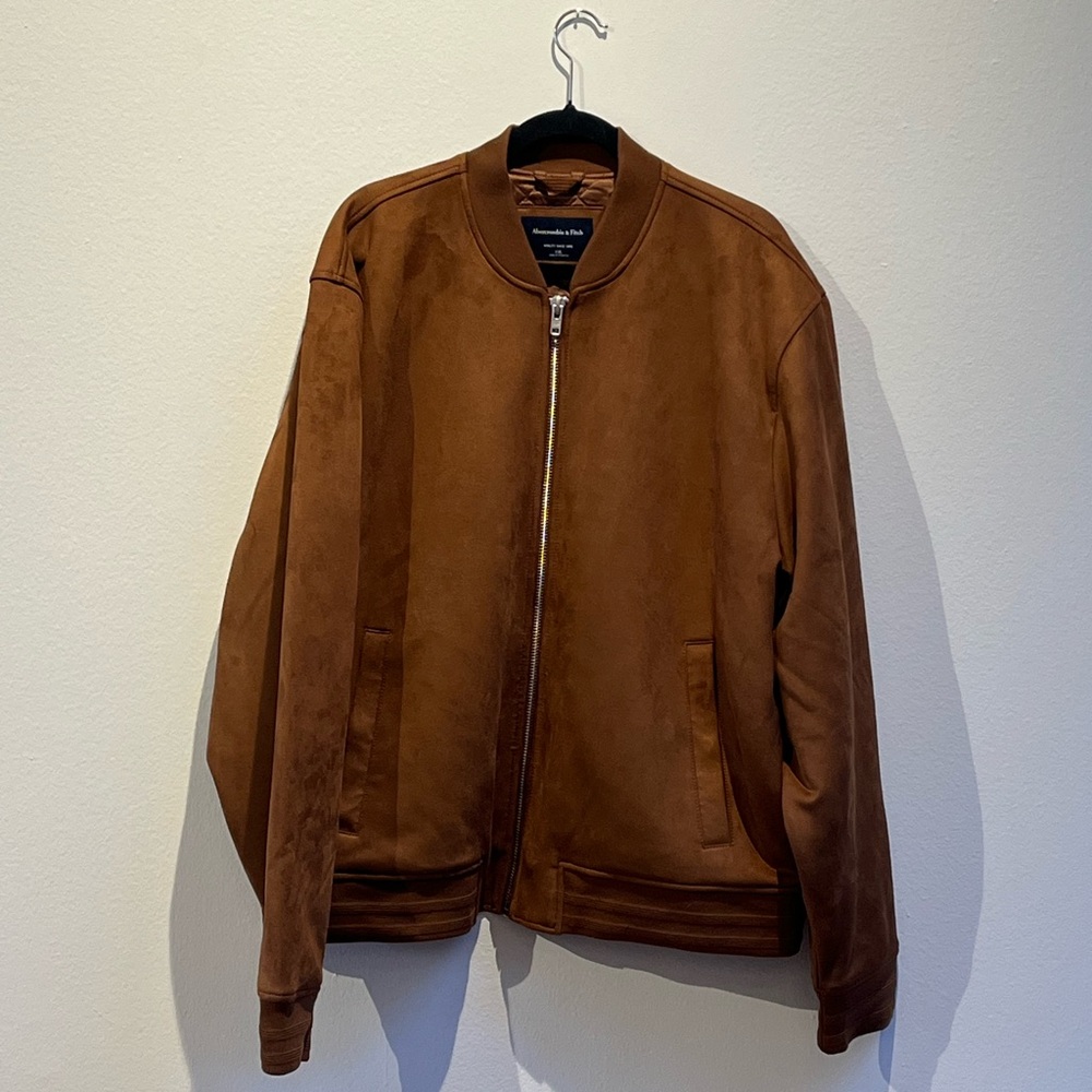 Abercrombie Brown Suede-feel Bomber Jacket NWT XXL